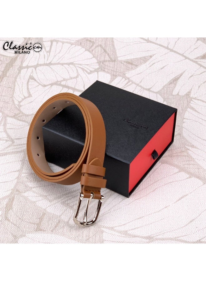 Classic Milano Women's Belt with Gift Box | Faux Leather Ladies Belt for Dresses, Jeans & Gowns | Stylish Womens Belt | Adjustable Girls Belt | Belt for Women with Elegant Buckle - Image 5
